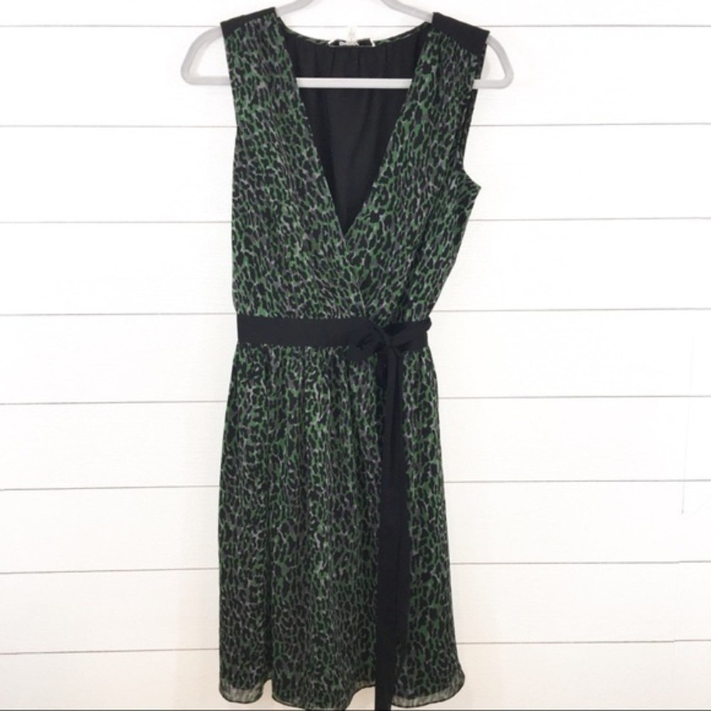 DKNYC Green Leopard Wrap Dress